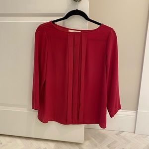 Ann Taylor LOFT bright pink shirt with pleated front.